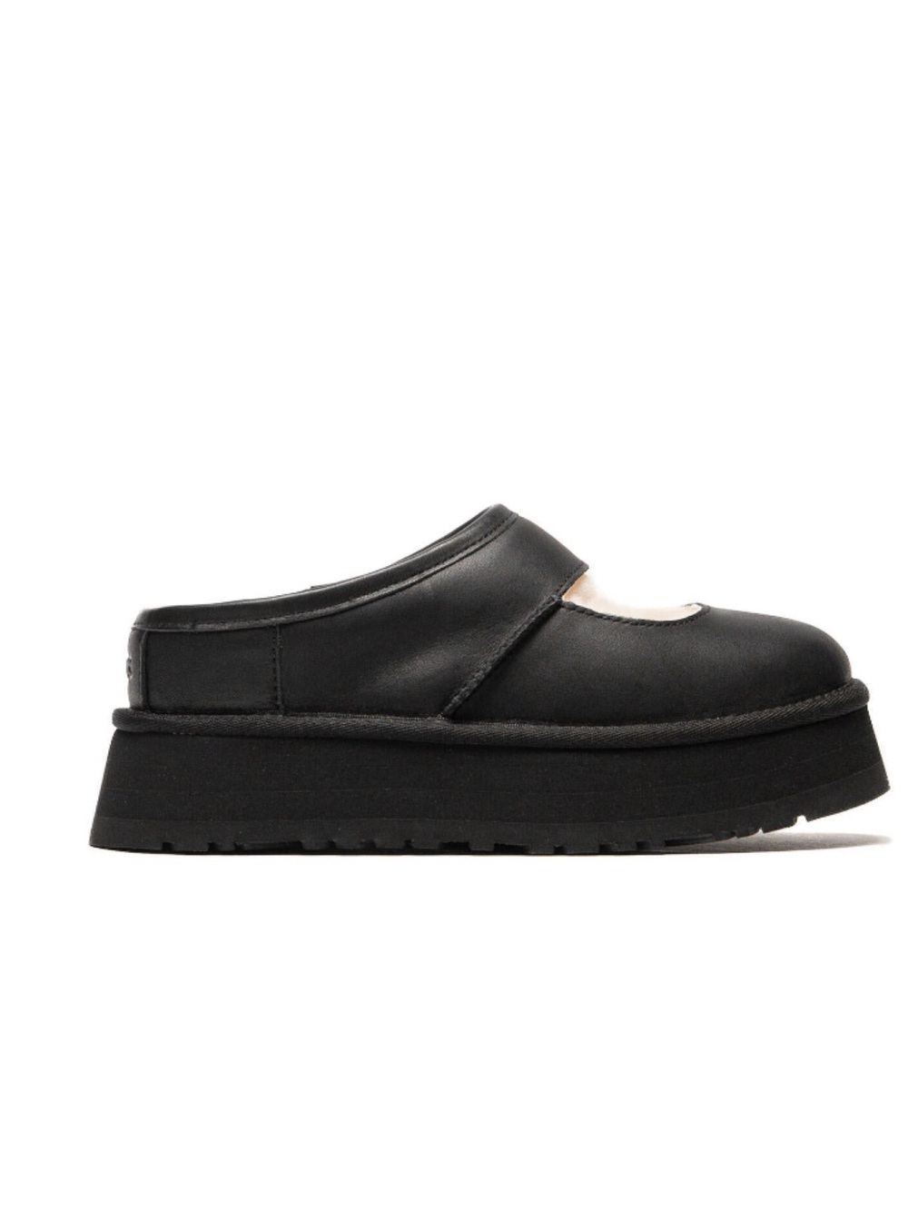 UGG Black leather Platform Mary Jane Slip-On